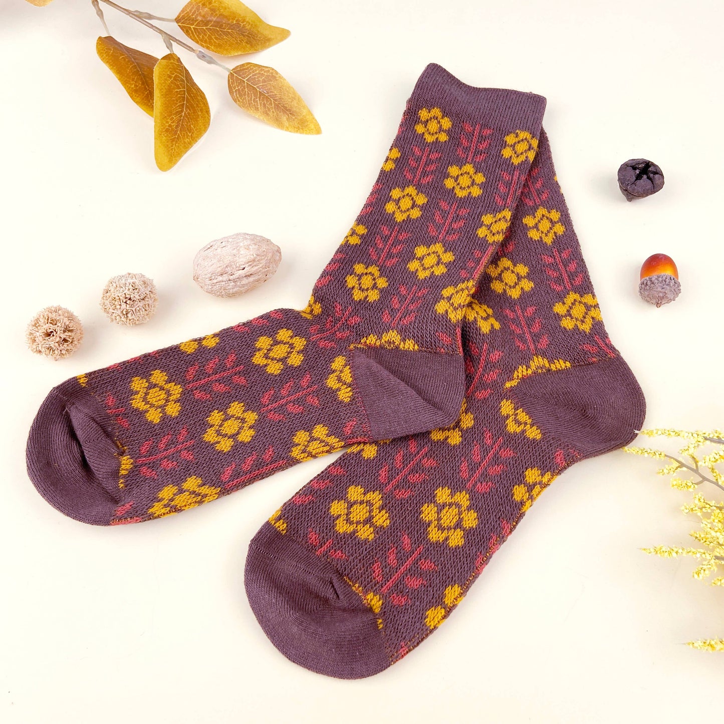 British style retro combed cotton crew socks