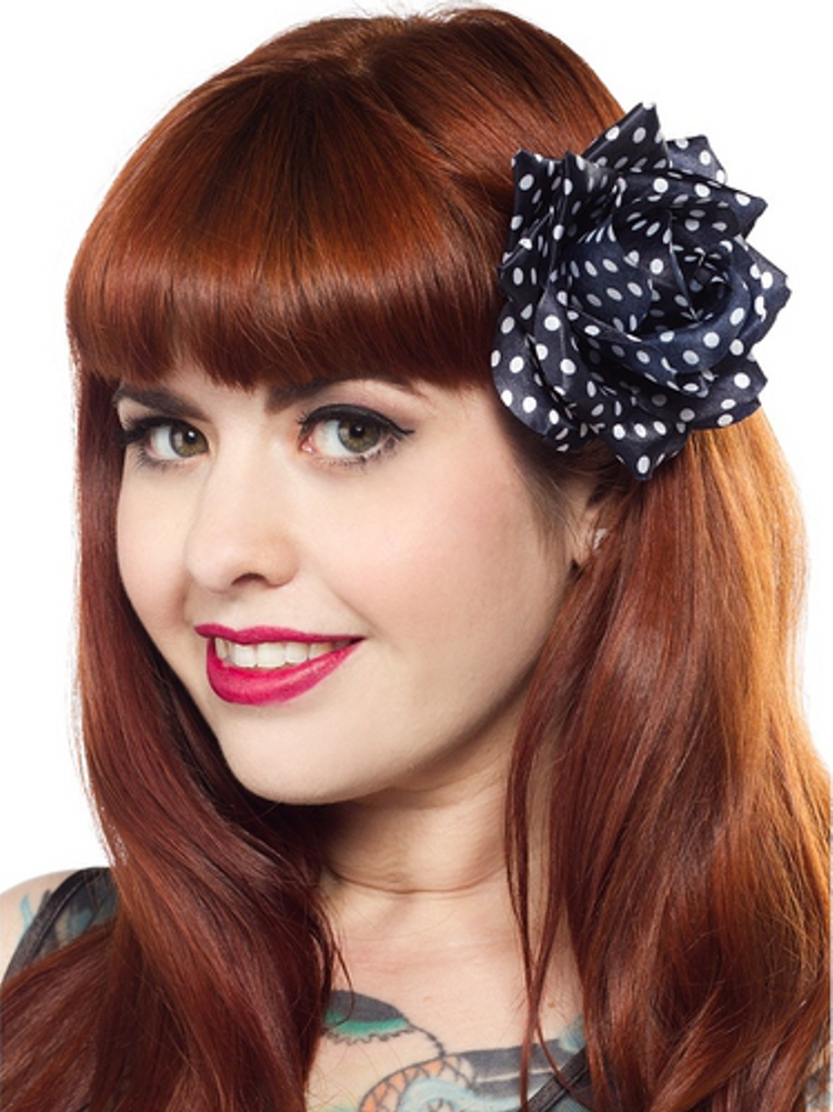 Navy Blue White Polka Dot Hair Clip