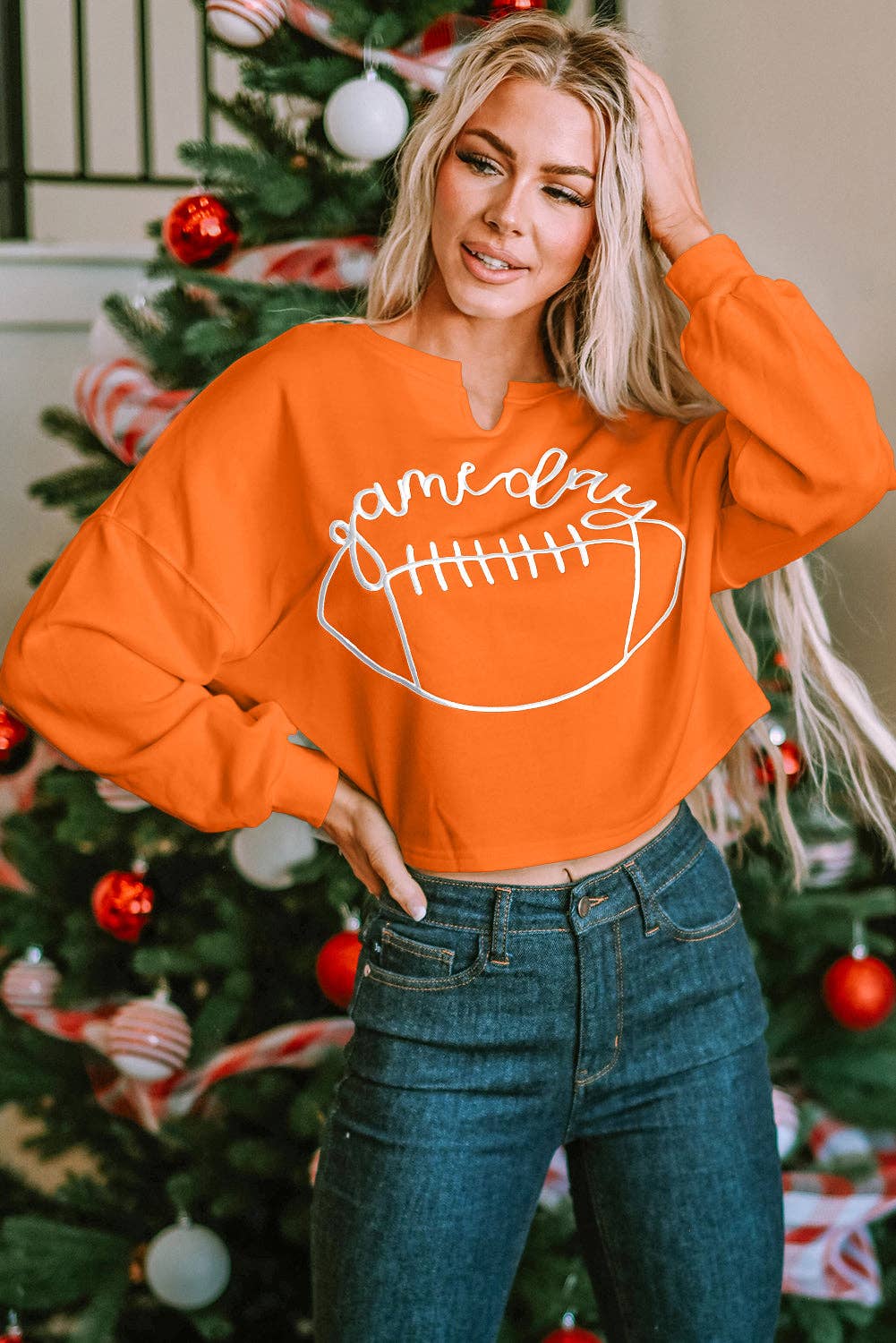Game Day Slit Neck Sweatshirt