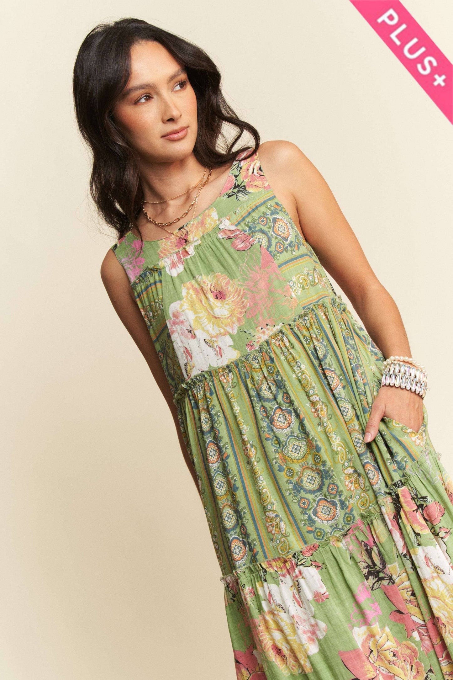 PLUS SIZE FLORAL BOHO DRESS