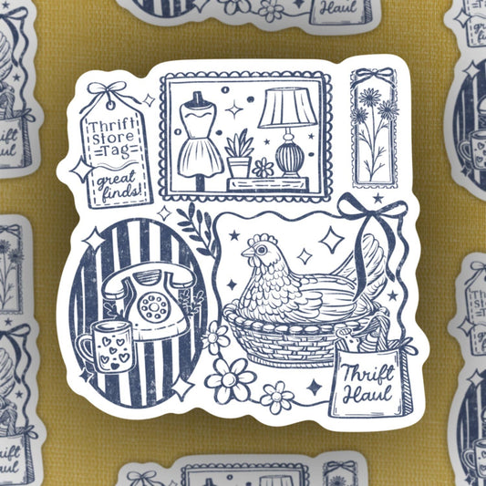 Thrift Store Haul, Grandma Cottagecore Sticker