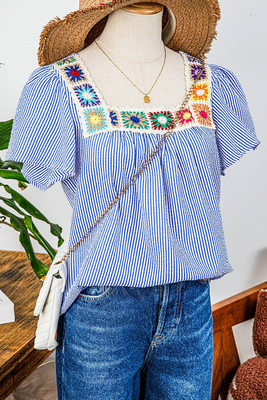 Boho Crochet Detail Blouse