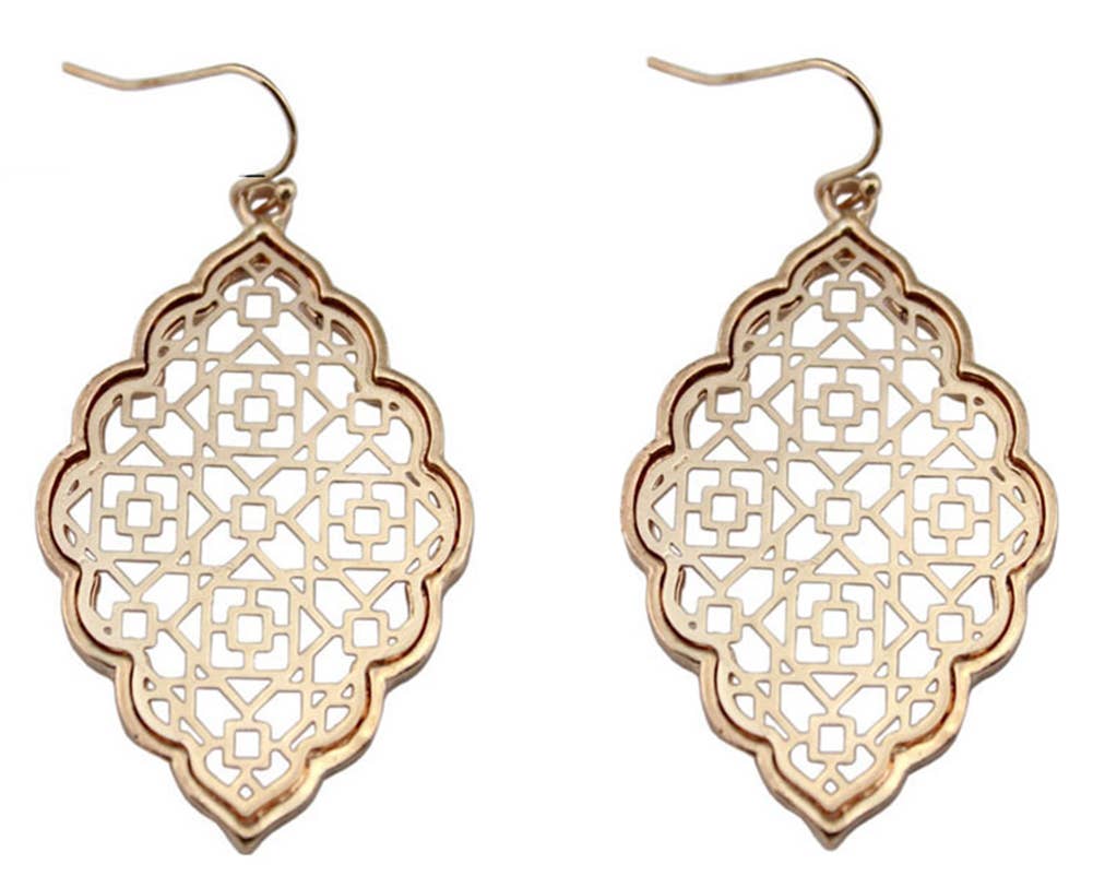 Filigree Quatrefoil Gold Dangle Earrings