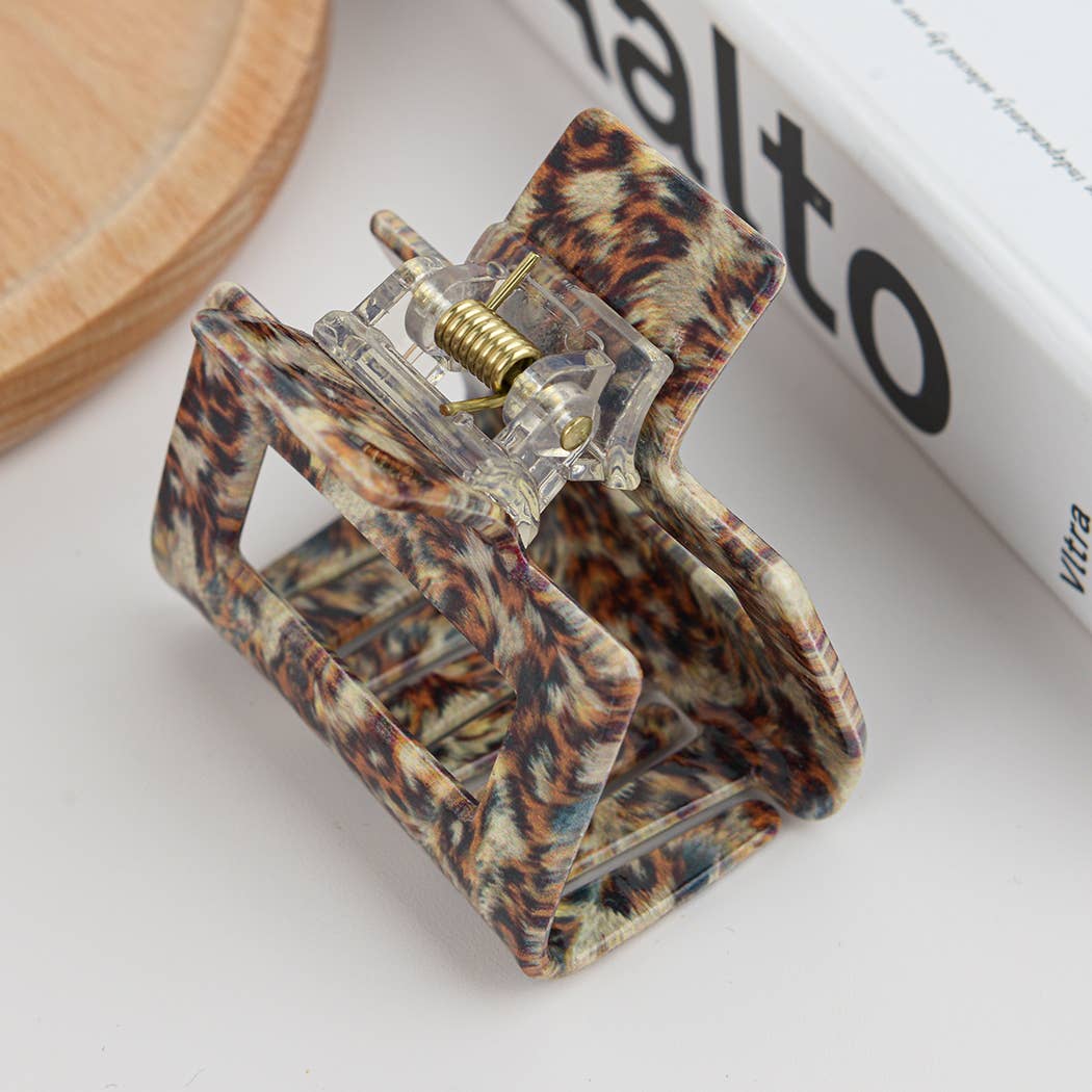 Square Colorful Print Hair Claw Clip