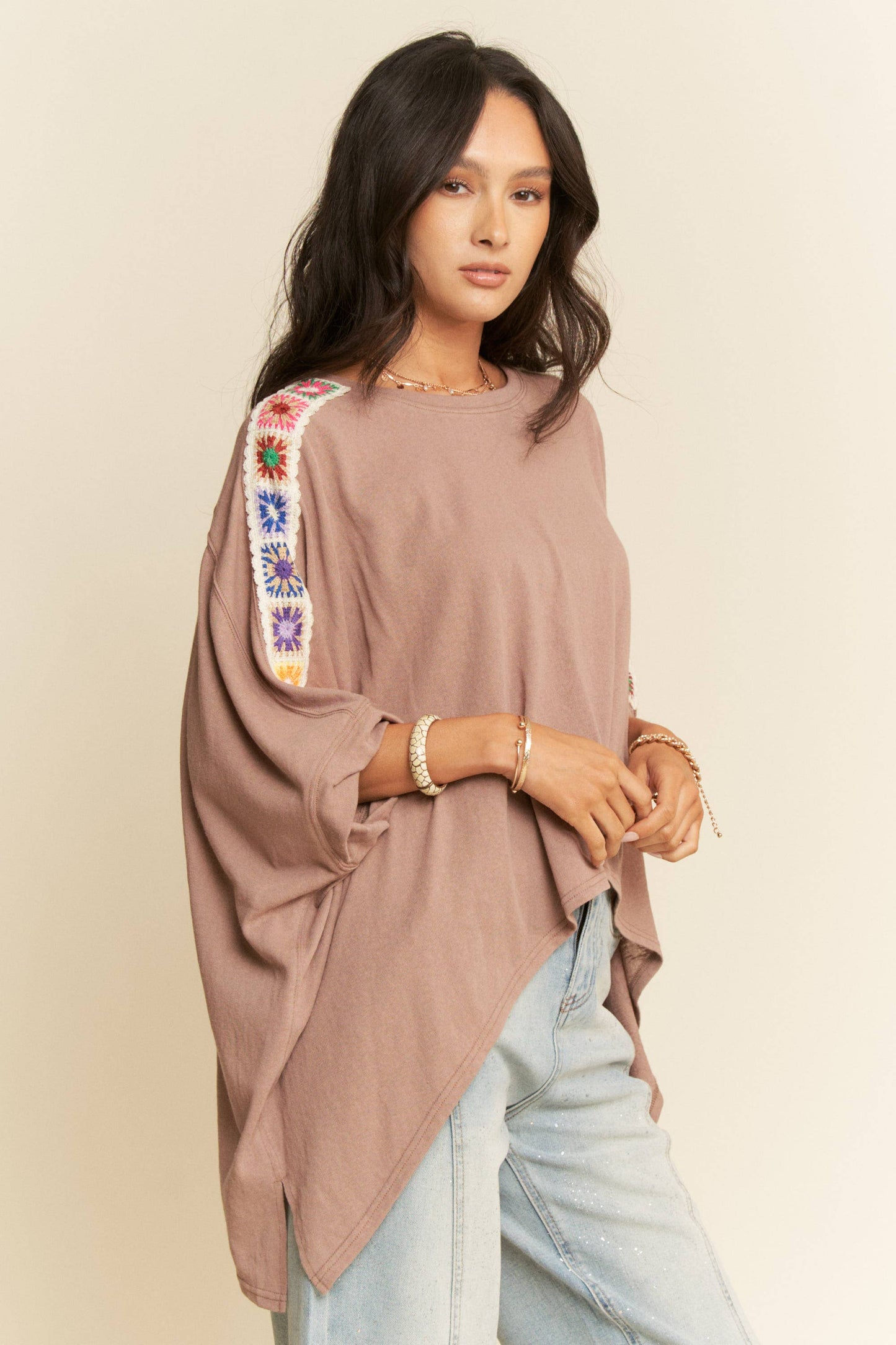 PLUS SIZE High-Low Tunic with Crochet Trim