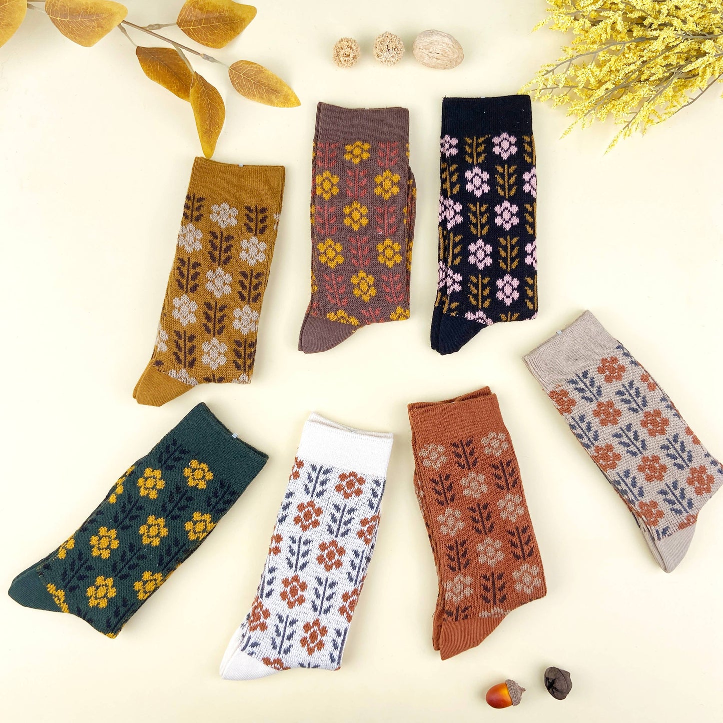 British style retro combed cotton crew socks