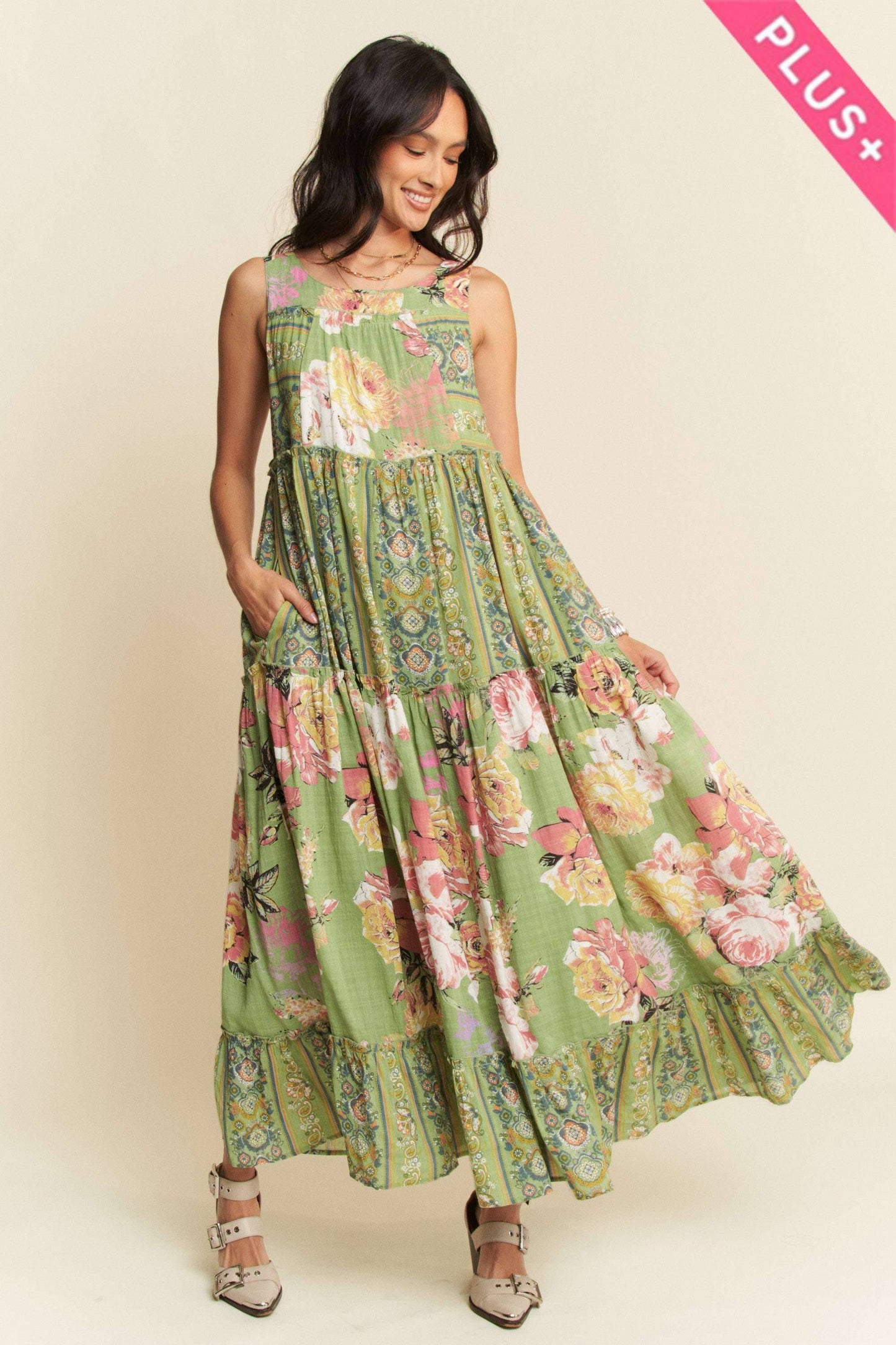 PLUS SIZE FLORAL BOHO DRESS