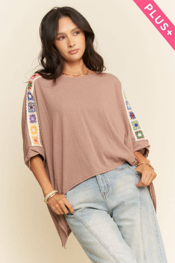 PLUS SIZE High-Low Tunic with Crochet Trim