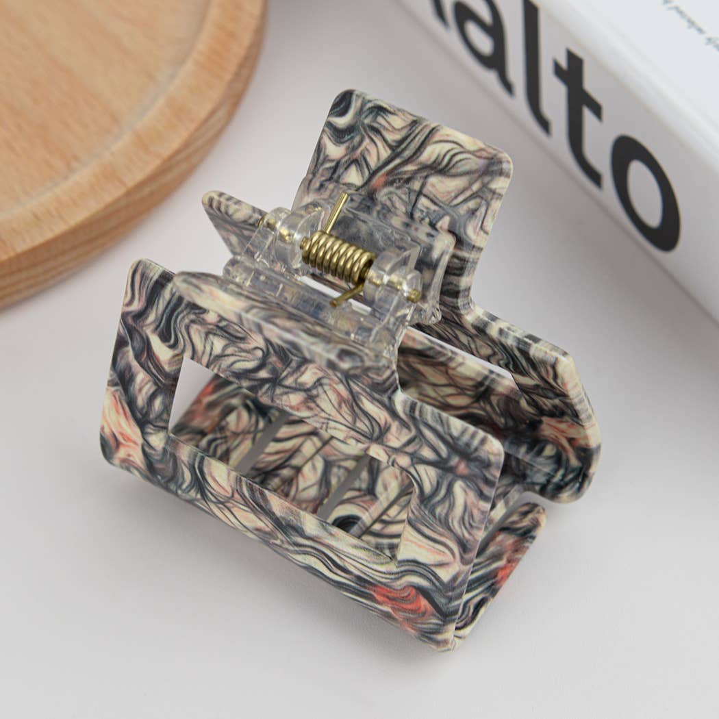 Square Colorful Print Hair Claw Clip