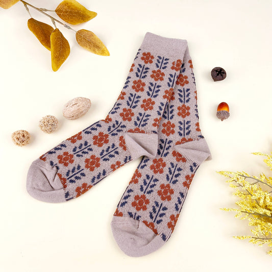 British style retro combed cotton crew socks