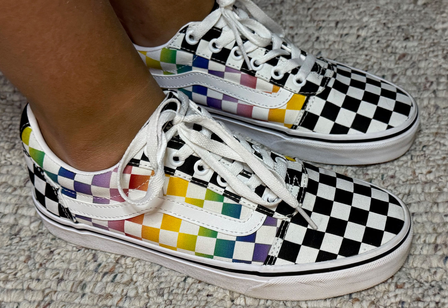 RESTYLED Vans Rainbow Checkered