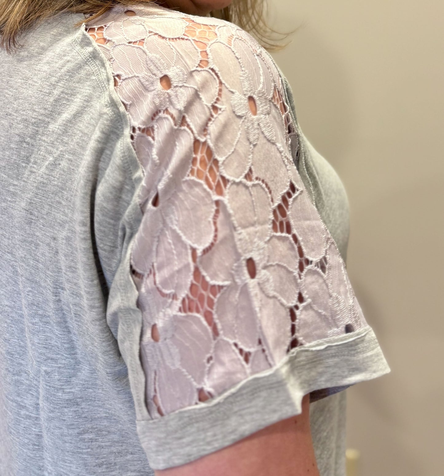 Lace Floral Patchwork Ruffled T-shirt Dress