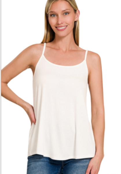 Two-way v and scoop neck reversible spaghetti cami