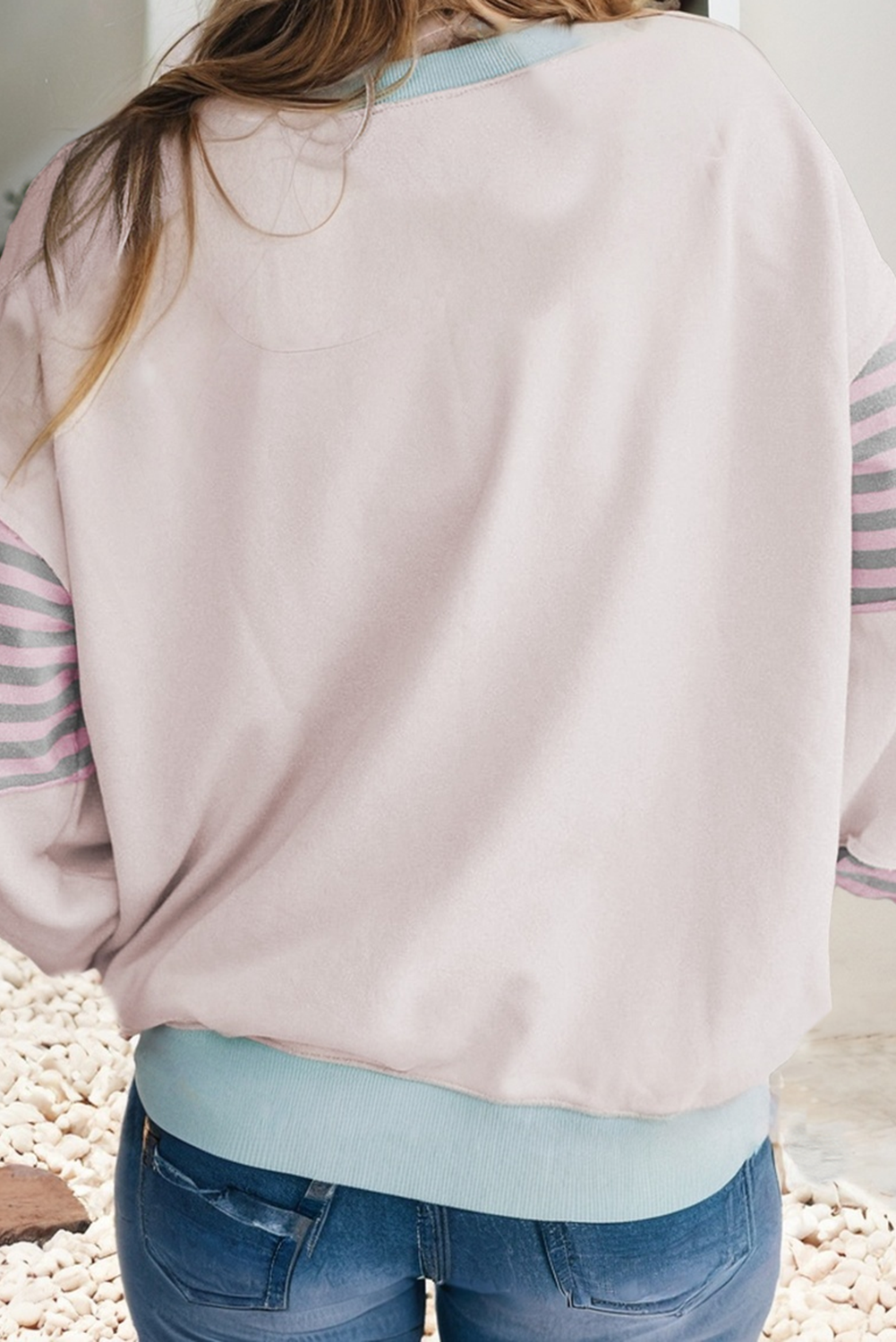 LDC Striped and Colorblock Sweatshirt
