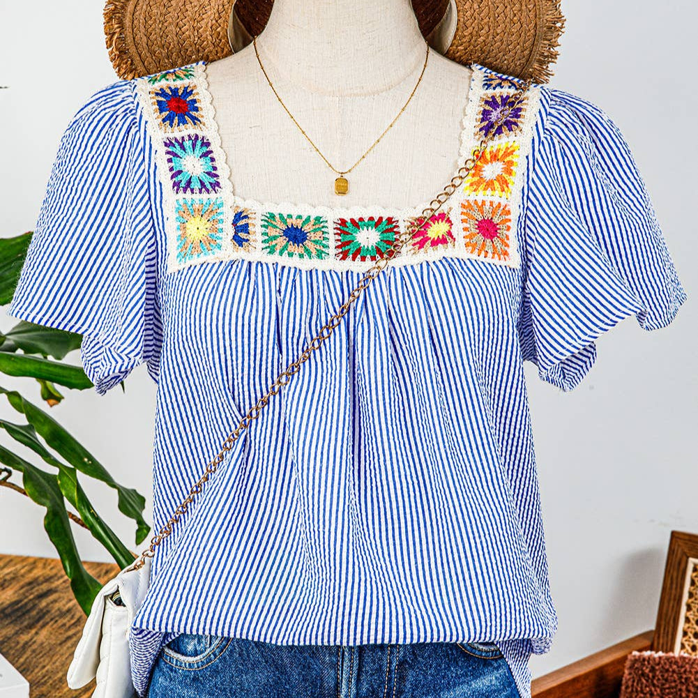 Boho Crochet Detail Blouse