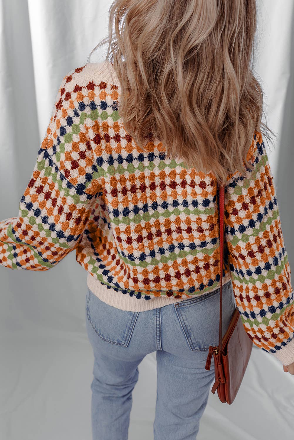 Little Daisy Closet - LDC Round Neck Polka Dot Colorblock Shift Sweaters