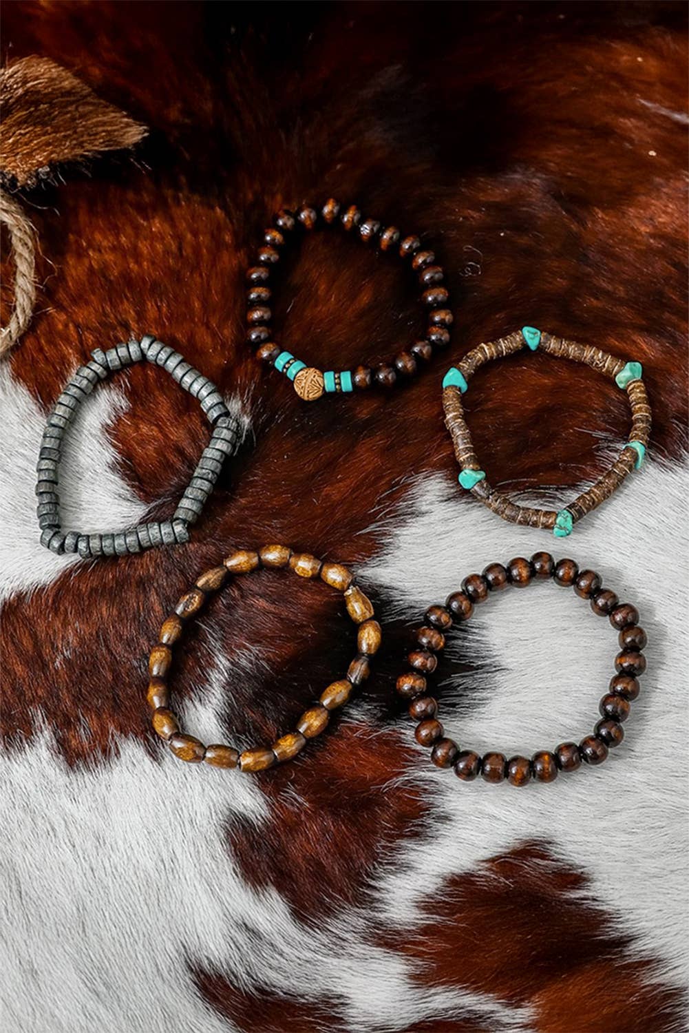 The Easy Earth Bracelet Stack – Boho Turquoise Wooden Beaded Multi-Layer Bracelet
