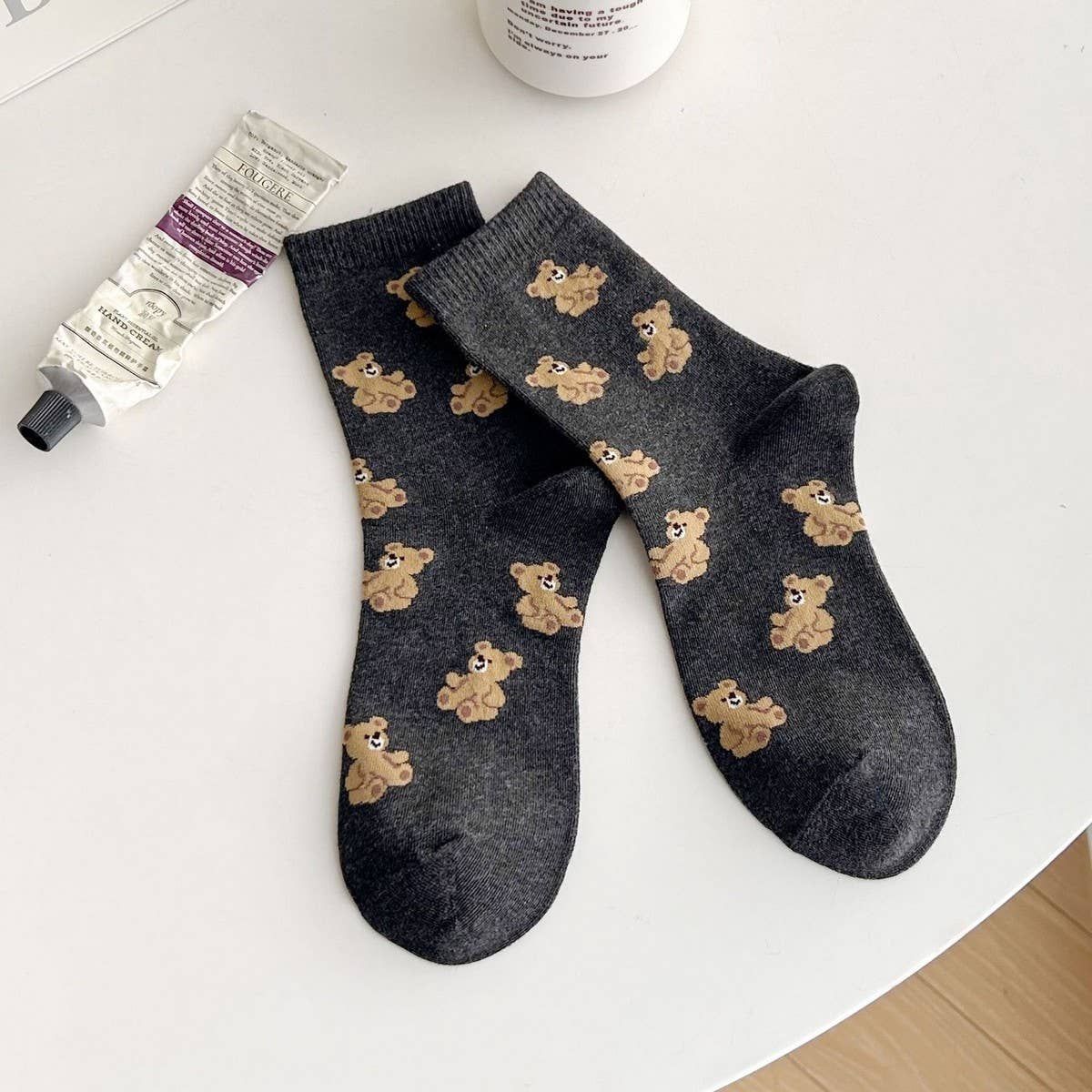 Bear Pattern Cotton Crew Socks