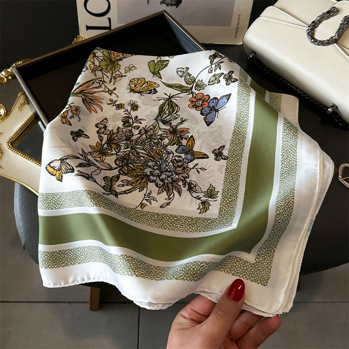 BUTTERFLY or FLORAL SMALL SQUARE SCARF