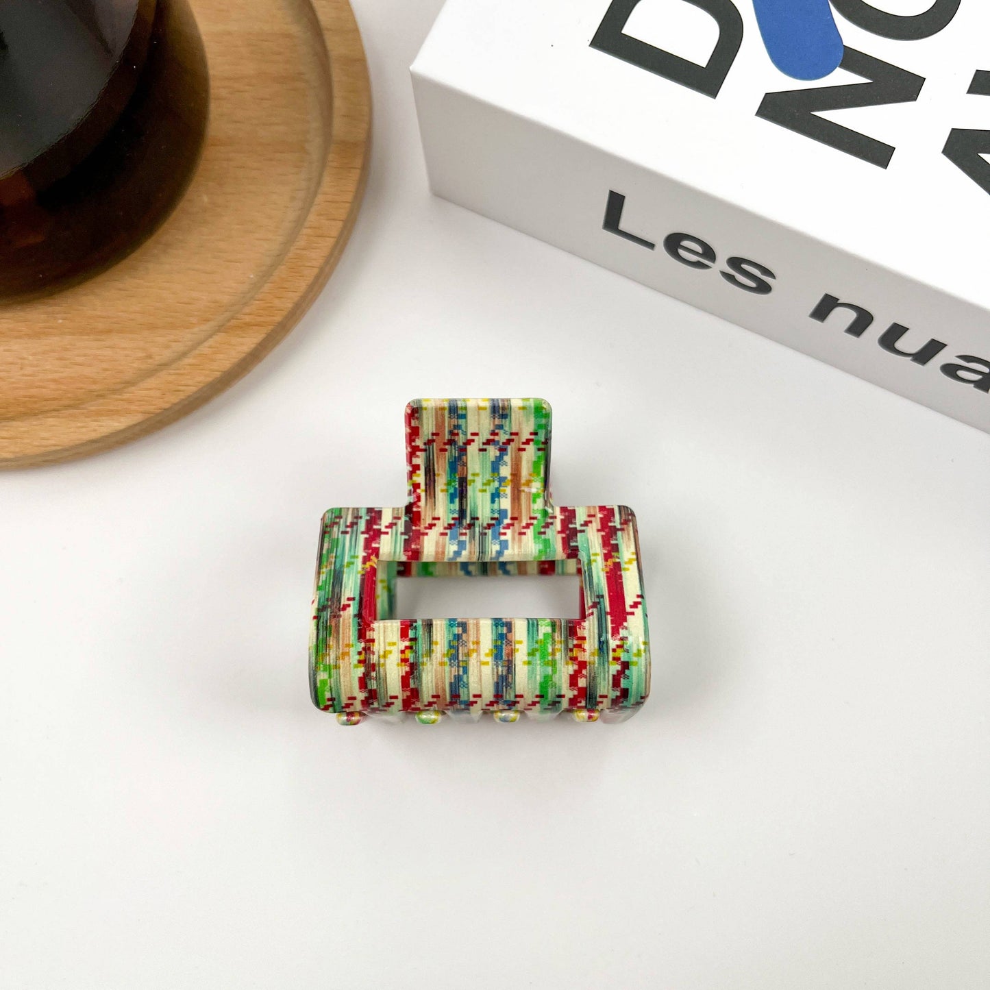 Square Colorful Print Hair Claw Clip