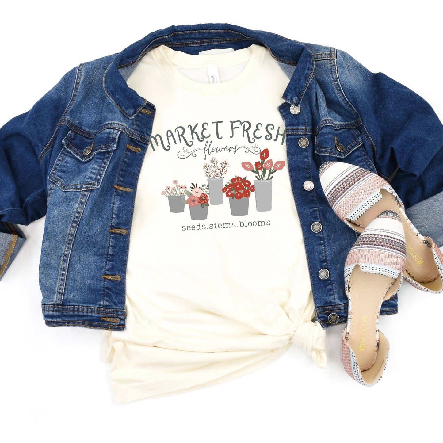 Market Fresh Flowers Natural Tee