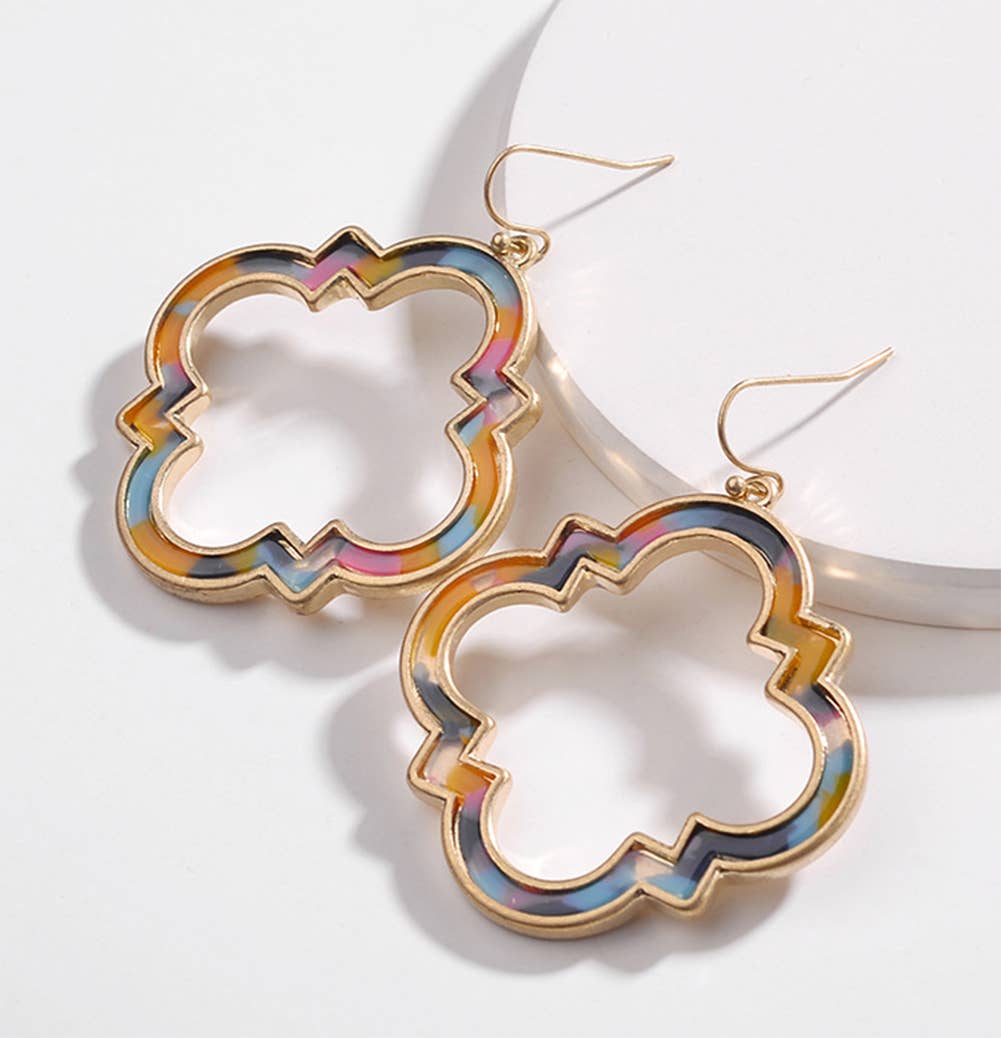 Morocco Frame Tortoise Shell Dangle Earrings