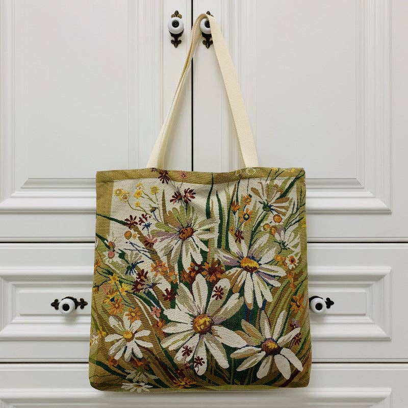 Funkyrel® Atzbranding Limited - Floral Large Capacity Tote Bag with Zipper Closure