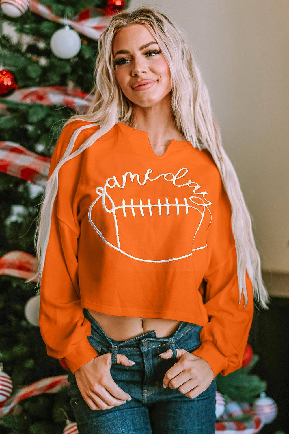 Game Day Slit Neck Sweatshirt