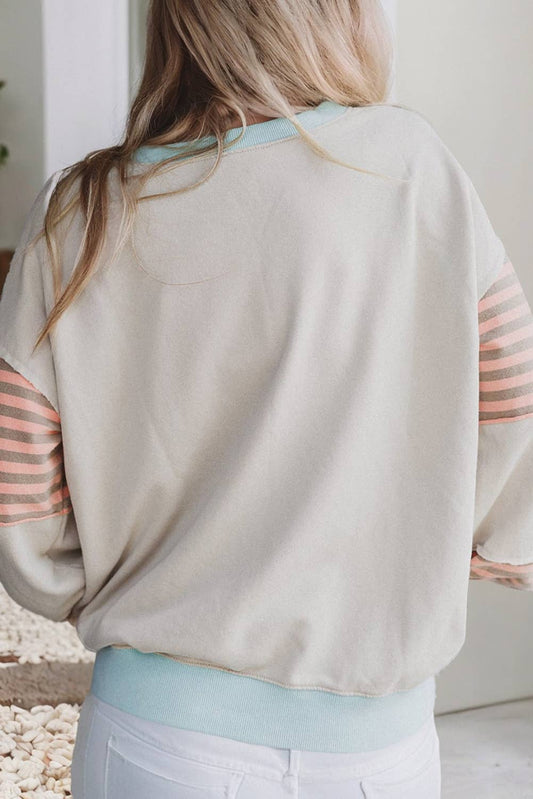 Striped and Colorblock Sweatshirt