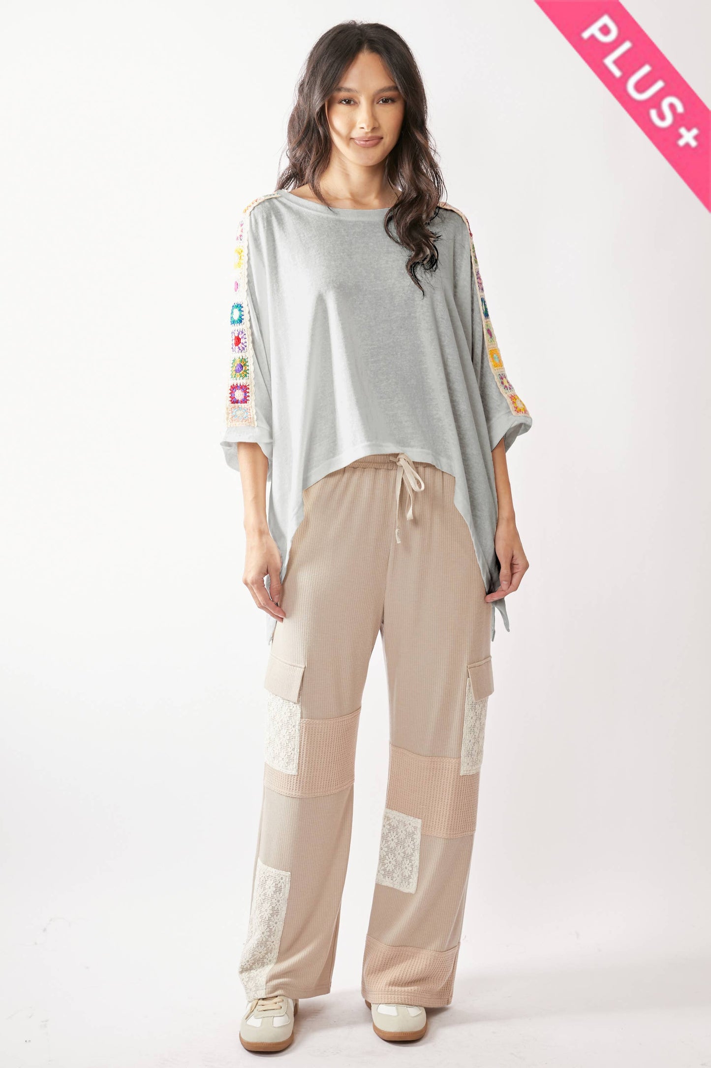 PLUS SIZE High-Low Tunic with Crochet Trim
