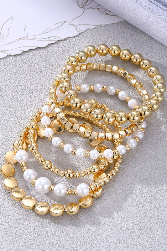 Minimalist Pearl Beaded Multi Layer Elastic Bracelets