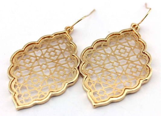 Filigree Quatrefoil Gold Dangle Earrings
