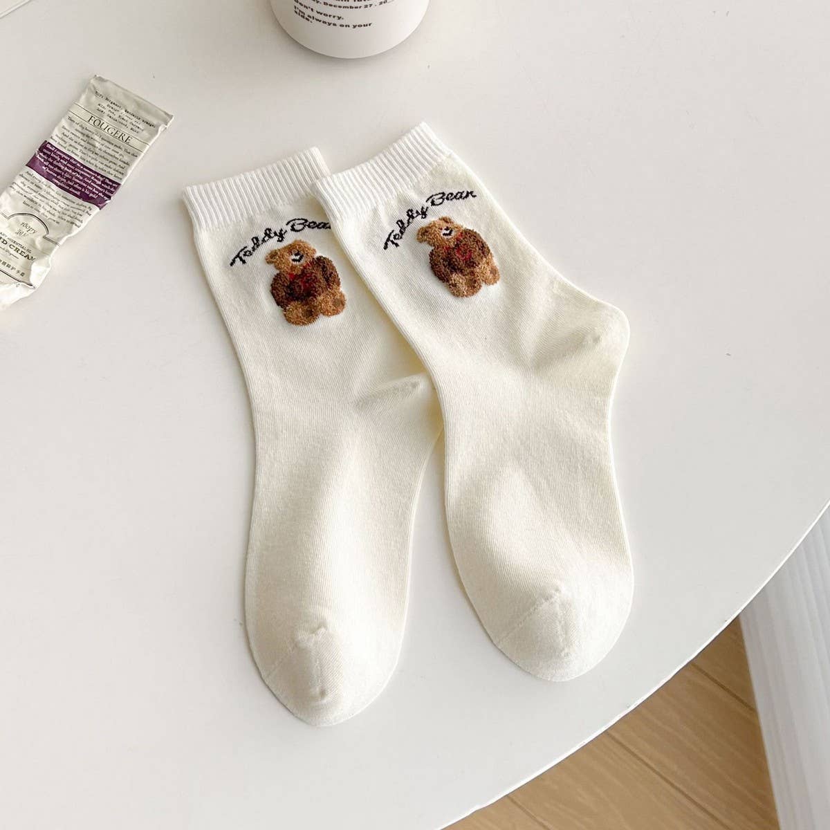 Bear Pattern Cotton Crew Socks
