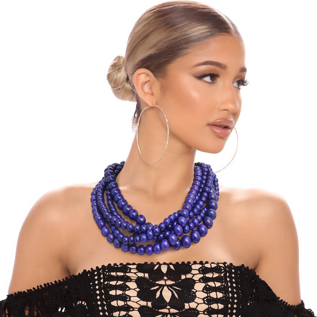 Blue Bead Buffalo Hook Necklace