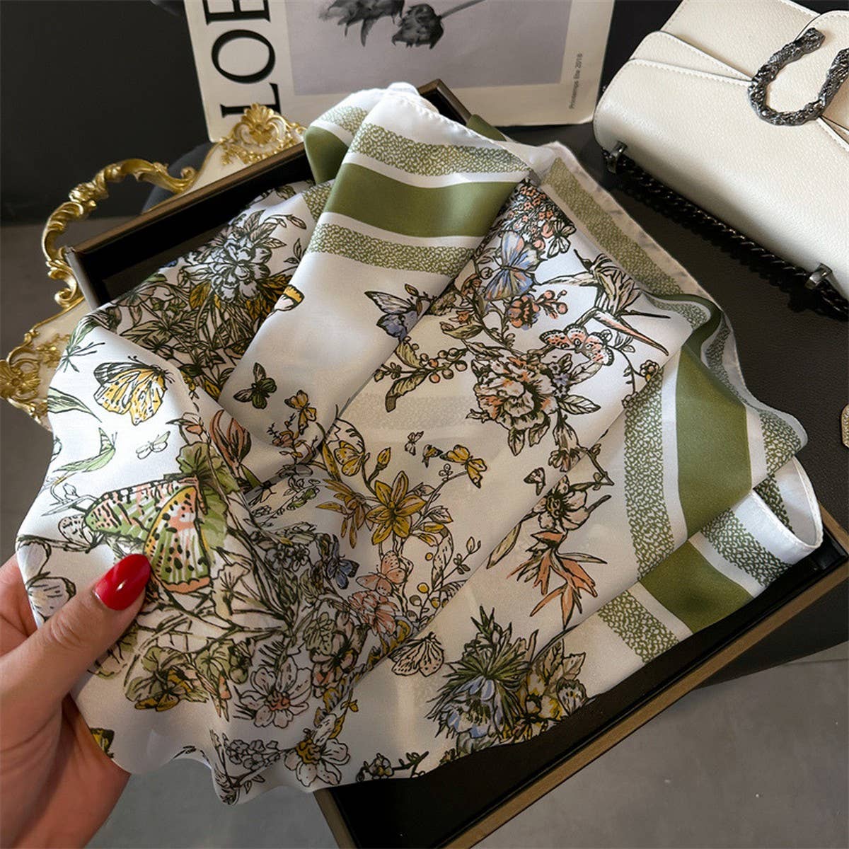 BUTTERFLY or FLORAL SMALL SQUARE SCARF