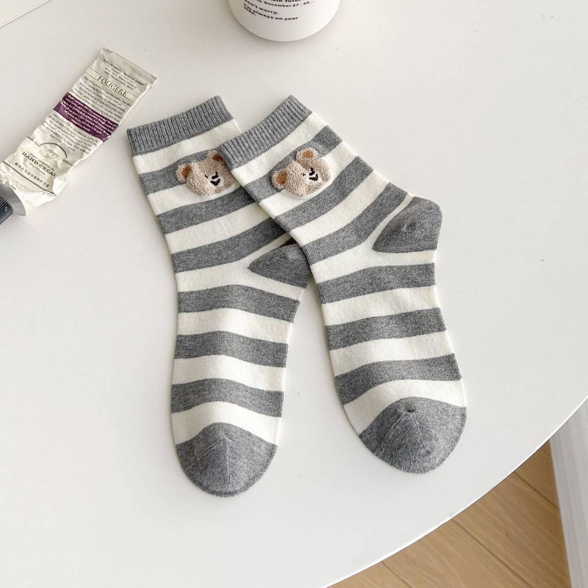 Bear Pattern Cotton Crew Socks