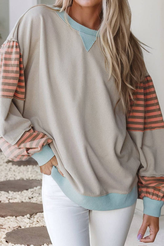 LDC Striped and Colorblock Sweatshirt