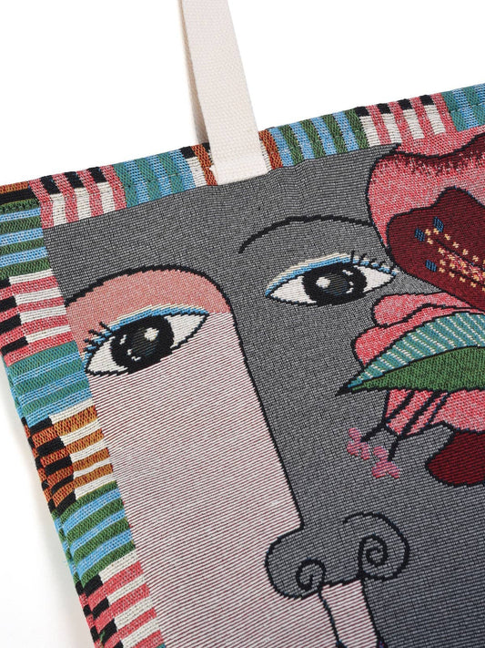 Artsy Large Embroidered Tote Bag
