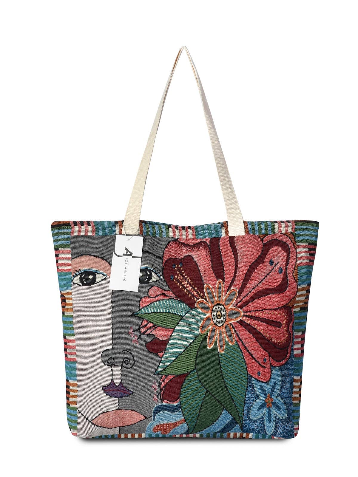 Artsy Large Embroidered Tote Bag