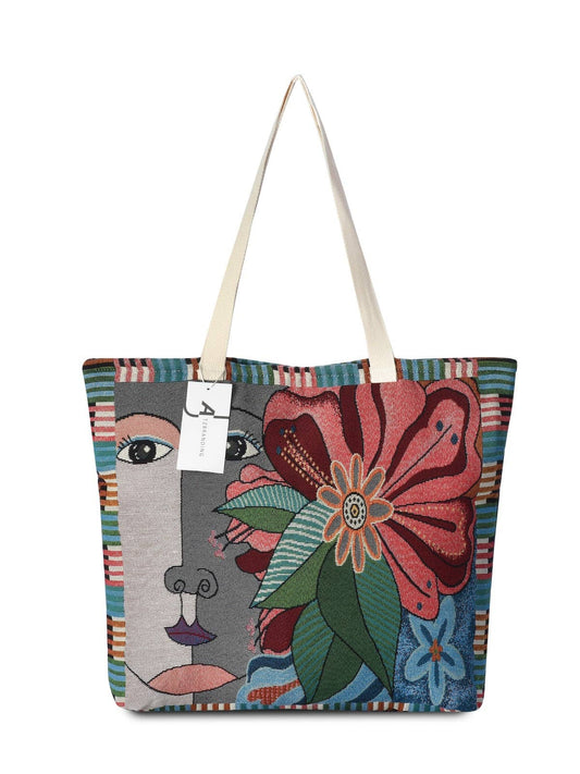 Artsy Large Embroidered Tote Bag