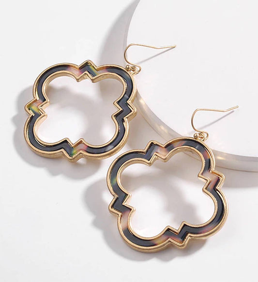 Morocco Frame Tortoise Shell Dangle Earrings