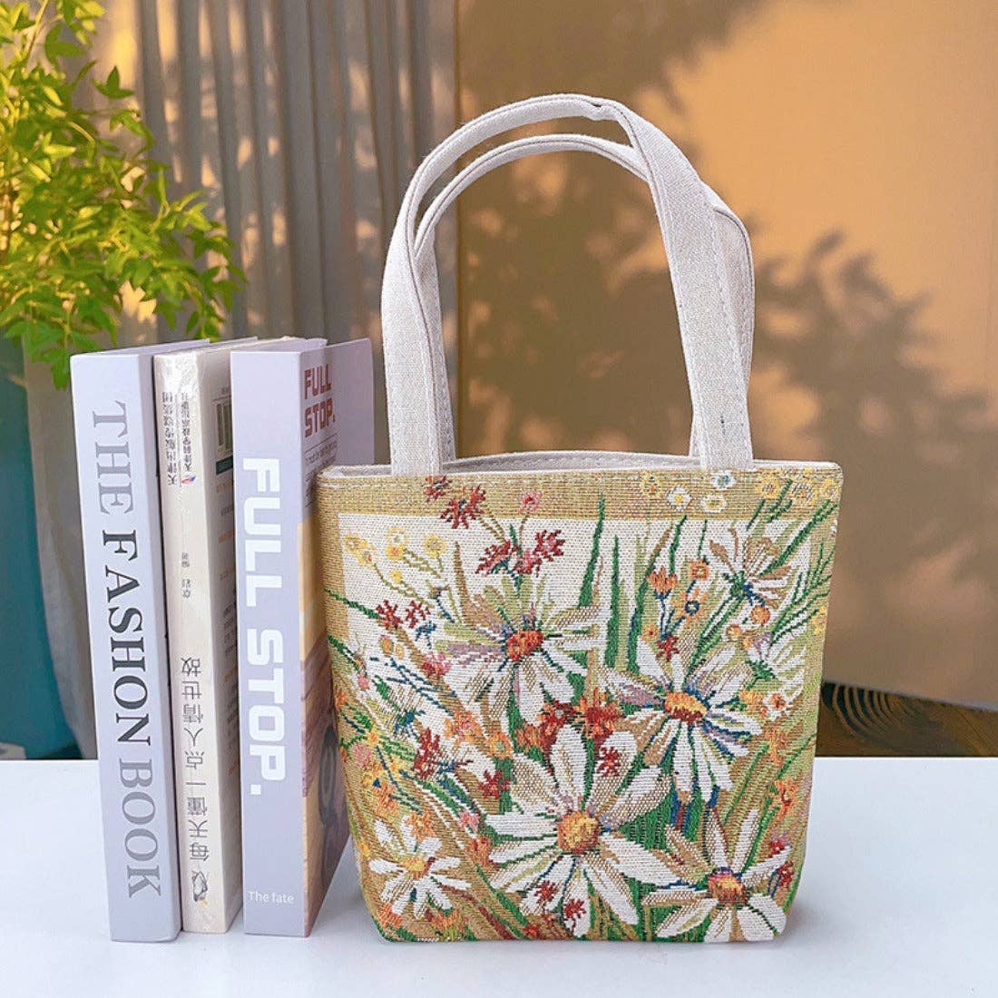 Embroidered Canvas Handbag