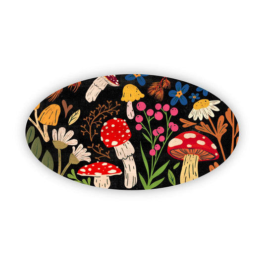 Big Moods - Mushroom and Flowers Black Pattern Sticker
