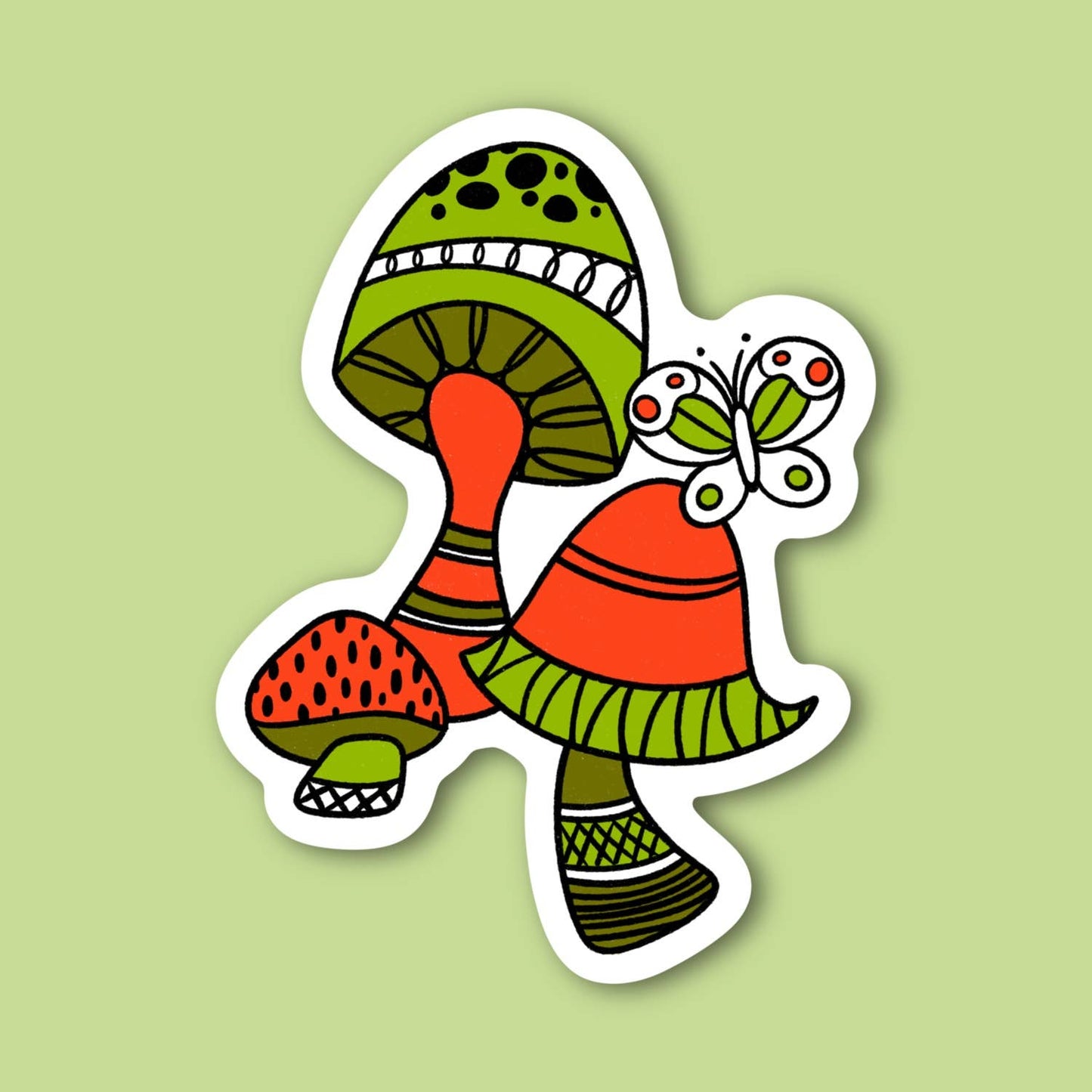 Funky Retro Mushroom, 70’s inspired sticker