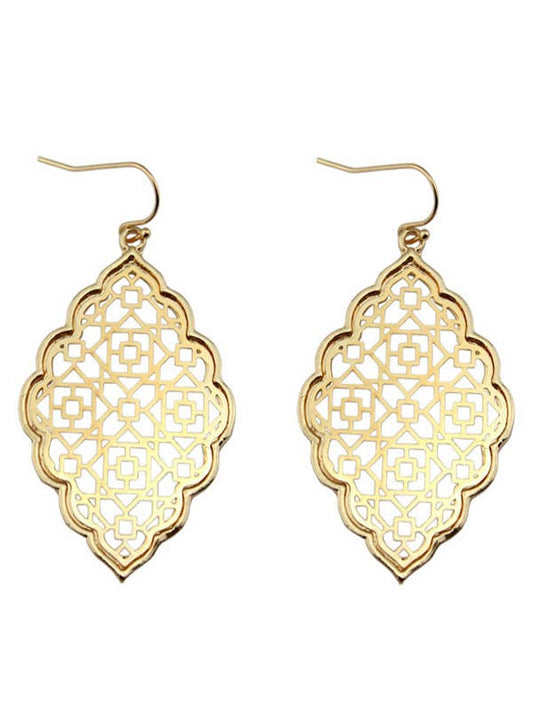 Filigree Quatrefoil Gold Dangle Earrings