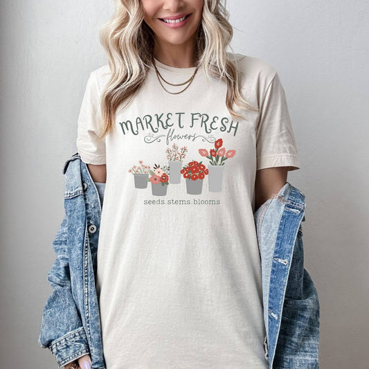 Market Fresh Flowers Natural Tee