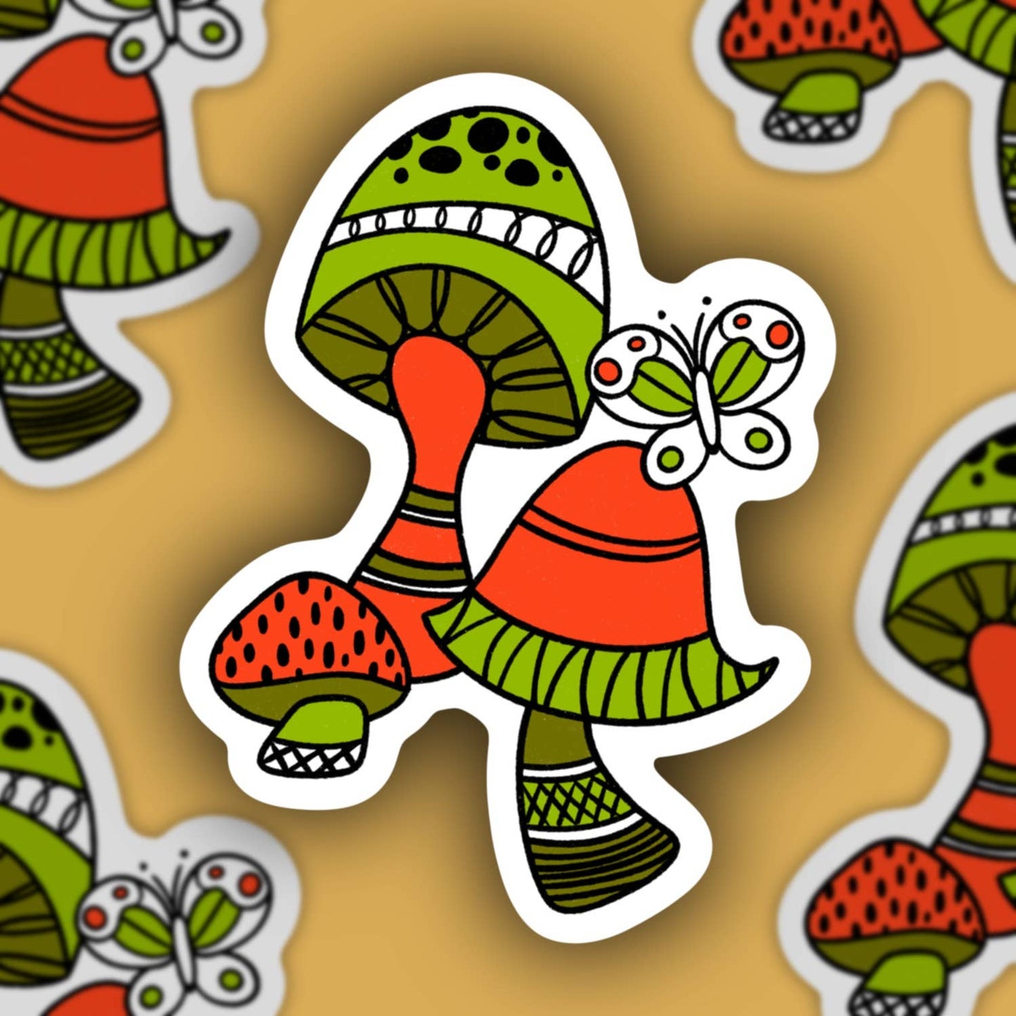 Funky Retro Mushroom, 70’s inspired sticker