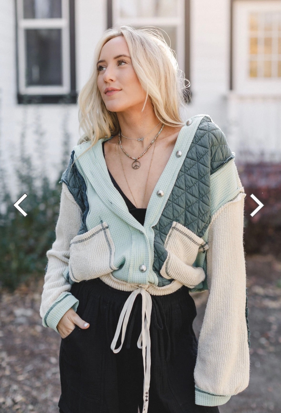 Pines & Porches Shacket – Forest & Cream Quilted Waffle Knit Jacket