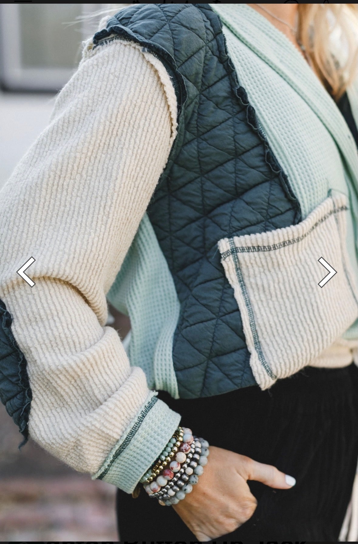 Pines & Porches Shacket – Forest & Cream Quilted Waffle Knit Jacket