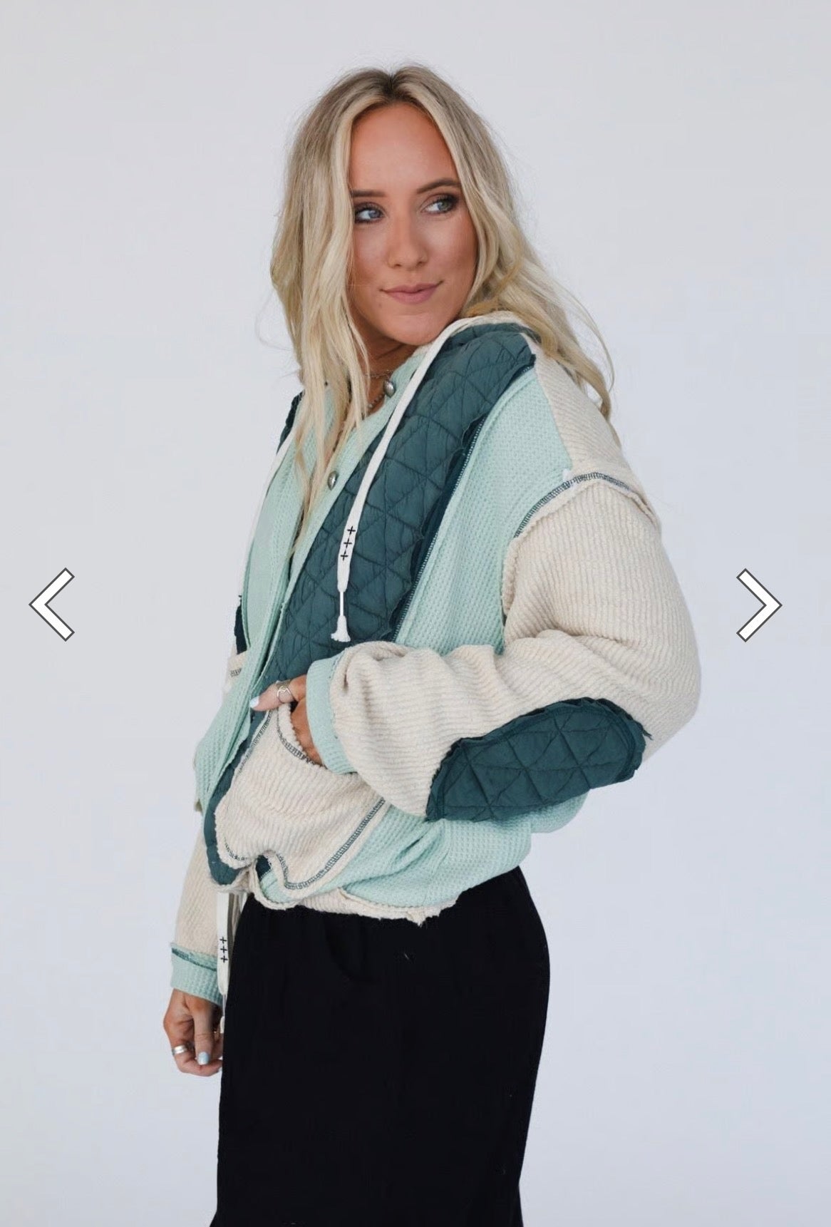 Pines & Porches Shacket – Forest & Cream Quilted Waffle Knit Jacket